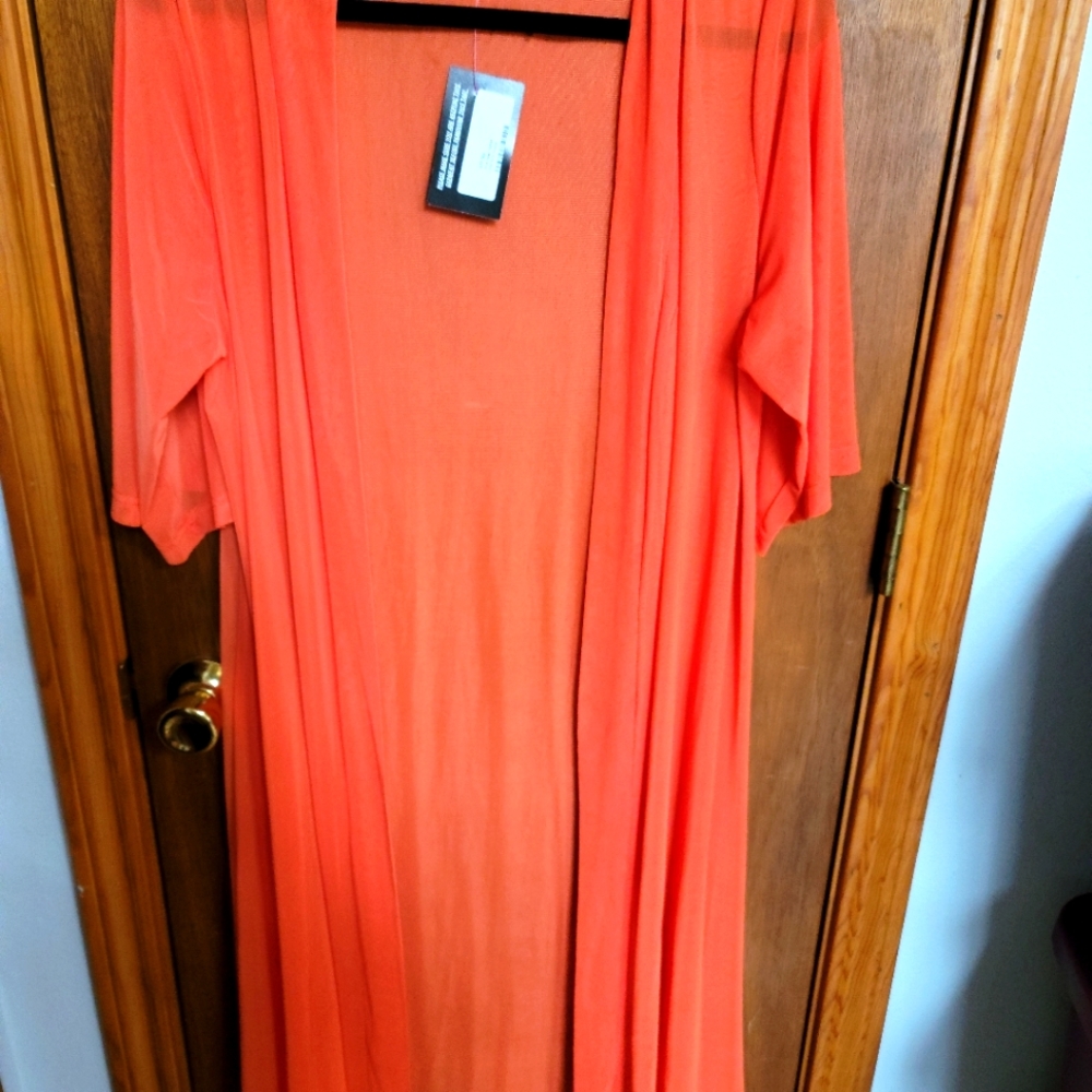 New rusty orange Crazy Train sheer duster size 2X